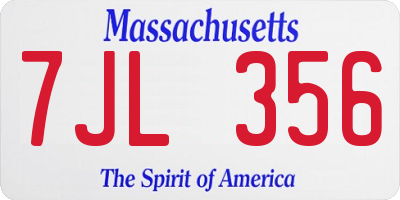 MA license plate 7JL356