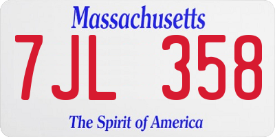 MA license plate 7JL358