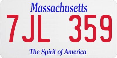 MA license plate 7JL359