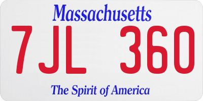 MA license plate 7JL360