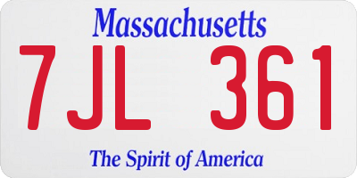 MA license plate 7JL361