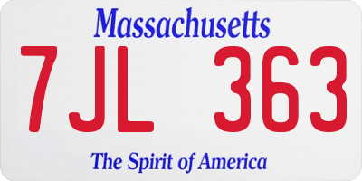 MA license plate 7JL363