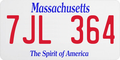 MA license plate 7JL364
