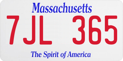 MA license plate 7JL365