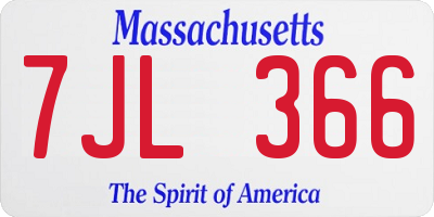 MA license plate 7JL366