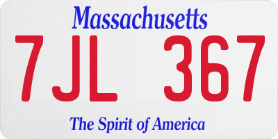 MA license plate 7JL367