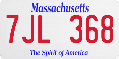 MA license plate 7JL368