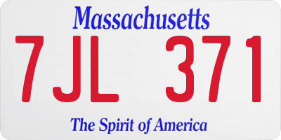 MA license plate 7JL371