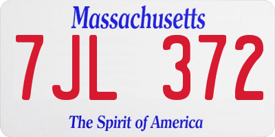 MA license plate 7JL372