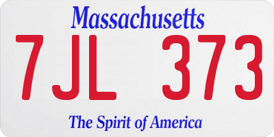 MA license plate 7JL373