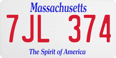 MA license plate 7JL374