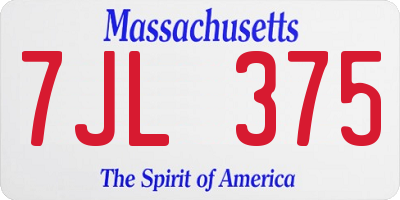 MA license plate 7JL375