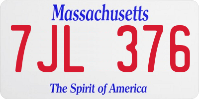 MA license plate 7JL376