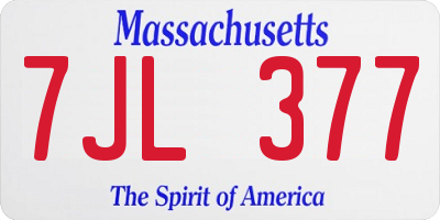 MA license plate 7JL377