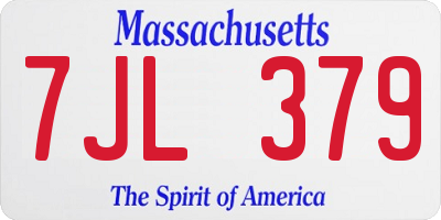 MA license plate 7JL379