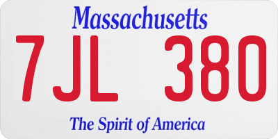 MA license plate 7JL380