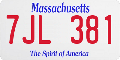 MA license plate 7JL381