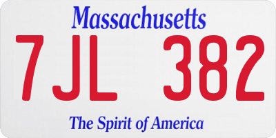 MA license plate 7JL382