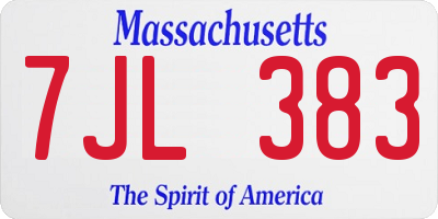 MA license plate 7JL383
