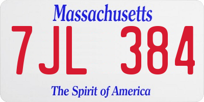 MA license plate 7JL384