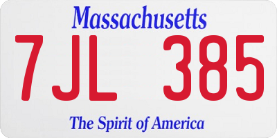 MA license plate 7JL385
