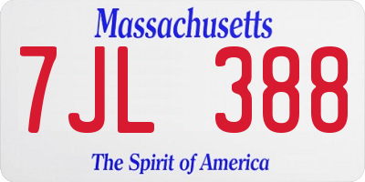 MA license plate 7JL388