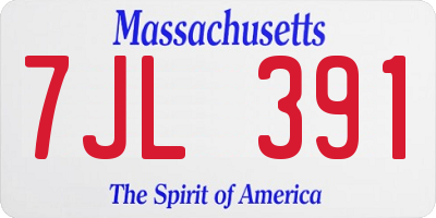 MA license plate 7JL391