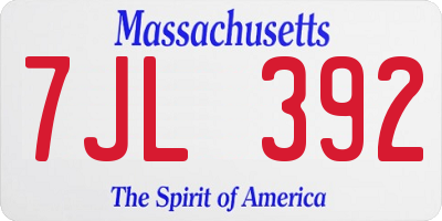 MA license plate 7JL392