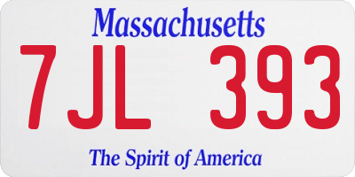 MA license plate 7JL393