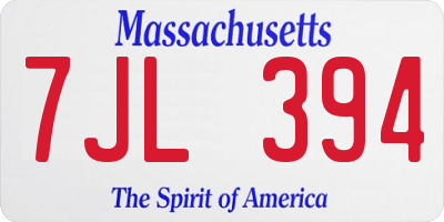 MA license plate 7JL394