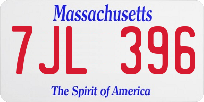 MA license plate 7JL396