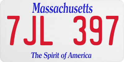 MA license plate 7JL397