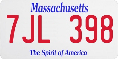 MA license plate 7JL398