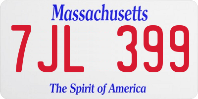 MA license plate 7JL399