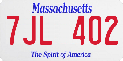 MA license plate 7JL402