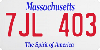MA license plate 7JL403