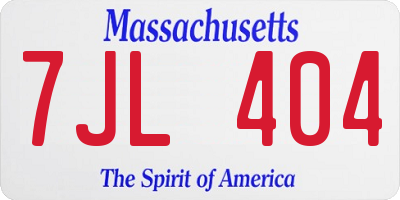 MA license plate 7JL404