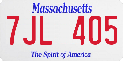 MA license plate 7JL405