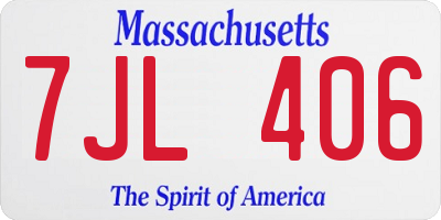 MA license plate 7JL406