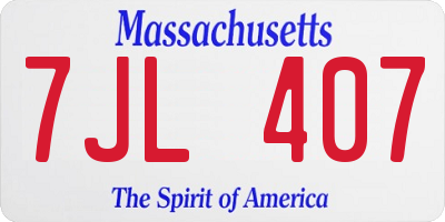 MA license plate 7JL407