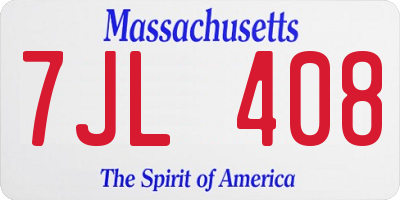 MA license plate 7JL408