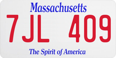 MA license plate 7JL409