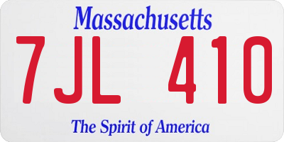 MA license plate 7JL410