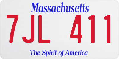 MA license plate 7JL411