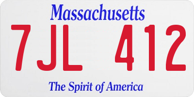 MA license plate 7JL412