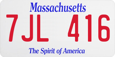 MA license plate 7JL416