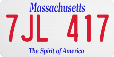 MA license plate 7JL417
