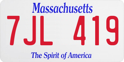 MA license plate 7JL419