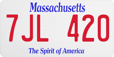 MA license plate 7JL420