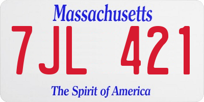 MA license plate 7JL421